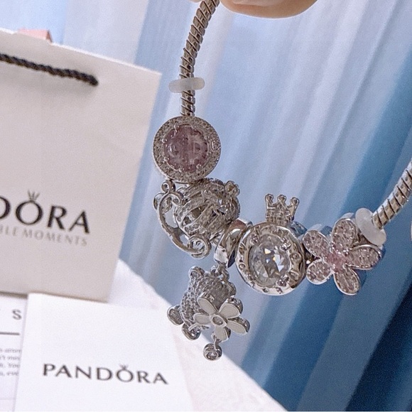 Pandora Silver and Pink Charm Bracelet - Picture 7 of 7
